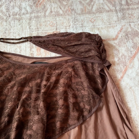 Tiger Mist Brown Lacey Cutout Skirt - Picture 5 of 6
